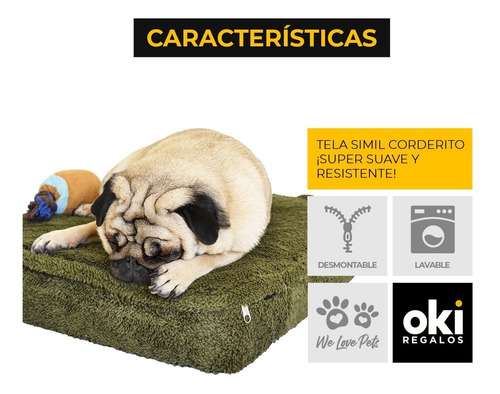 Imagen 4 de 6 de Cucha Perro Cama Para Perros Corderito 50x80 Espuma Verde
