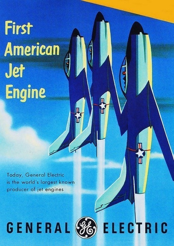 Poster Retrô - General Electric Jet - Decor -  33 Cm X 48 Cm