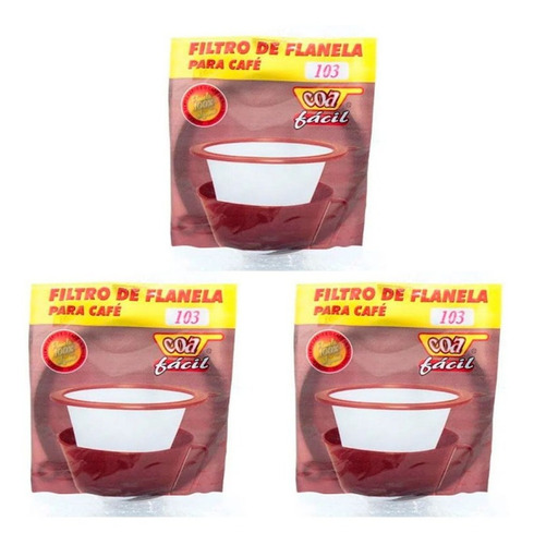 Kit Com 3 Coador Filtro De Flanela Para Café Coa Fácil 103