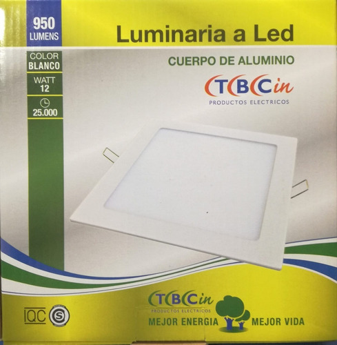 Panel Plafon Led Embutir Cuadrado 12w Luz Fria Tbcin 