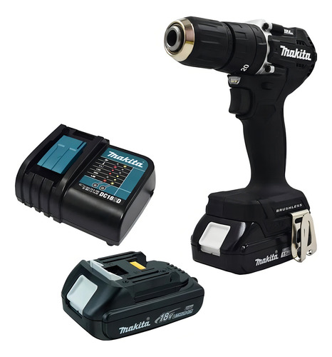 Taladro percutor atornillador inalámbrico de 13mm Makita DHP487YX2B + accesorio