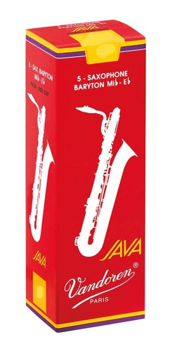 Cx C/ 5 Palhetas Vandoren Java Red Para Sax Barítono Nº 3,5