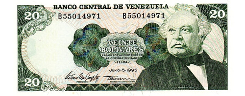 Billete 20 Bolívares 5 De Junio 1995 Serial B8