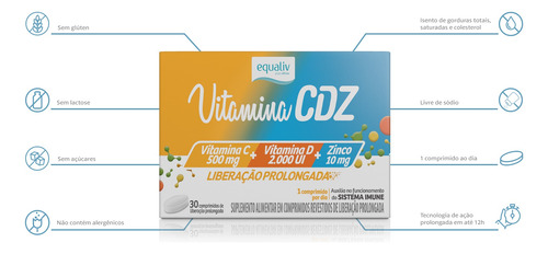 Suplemento Alimentar Equaliv Vitamina Cdz Zinco 30comps