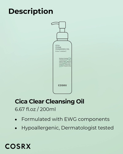 Óleo De Limpeza Cosrx Pure Fit Cica 200ml Para Pele Sensível