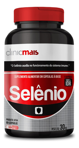 Selênio Clinic Mais 60 Cápsulas 500 Mg. Sabor Neutro