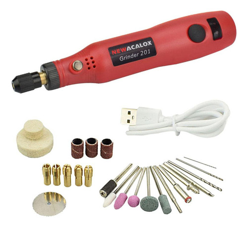 Herramienta De Taladro Inalámbrica Usb Grabar Fresado Rojo