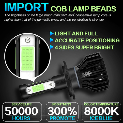 A Kit De Focos Led De 4 Caras, Luz Baja, 6000 K, Color Azul