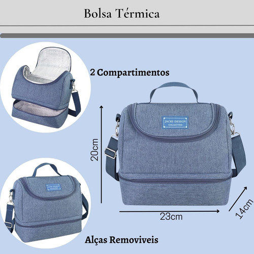 Imagem 4 de 6 de Lancheira Térmica Unisexx Com 2 Compartimentos Bolsa Grande
