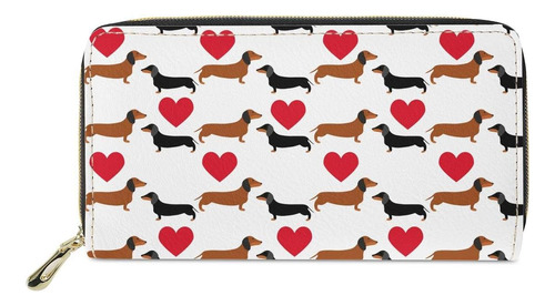 Doginthehole Lovely Dachshund Print Wallet Para Mujer Zip Ar