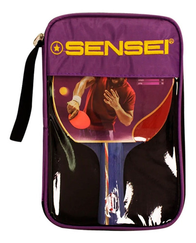 Paleta Ping Pong Sensei 6 Estrellas Profesional + Funda Pro