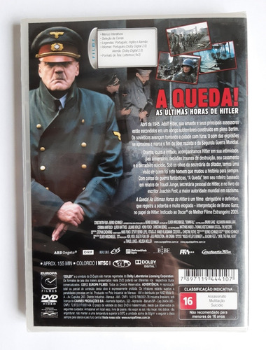 Dvd A Queda ! - As Últimas Horas De Hitler ( Lacrado )