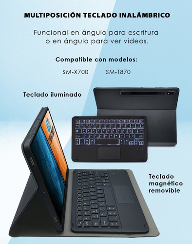 Funda Teclado Touchpad Para Samsung Galaxy Tab S8 X700