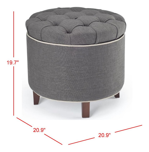 Taburete Otomano Gris Con Almacenamiento