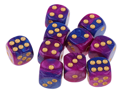 10x Seis Caras D6 Dados Azul Morado Azul Morado 16mm
