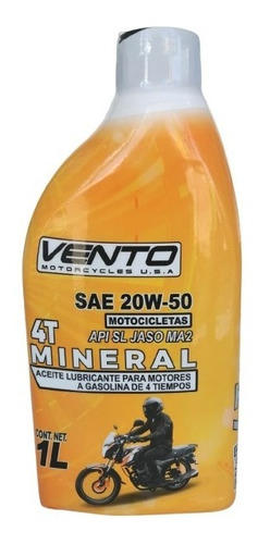 Aceite Original Vento Moto 20w50 Sl 4 Tiempos 10 Litros