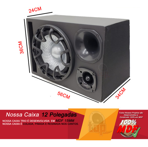 Caixa Trio Completa Bravox Uxp 12 D4 800w + Driver E Tweeter