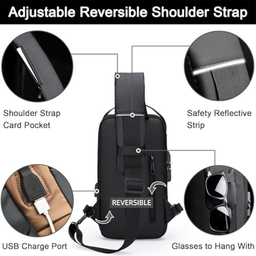 Antirrobo,bandolera,bolso Con Carga Usb,para Desplazamientos