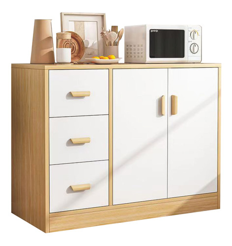 3 Cajones Mueble De Almacenamiento Aparador Multifuncional Roble