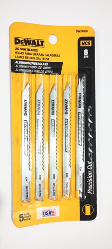 Hojas Sierra Caladora X 5 Unidades Dewalt Dw3705h 8tpi