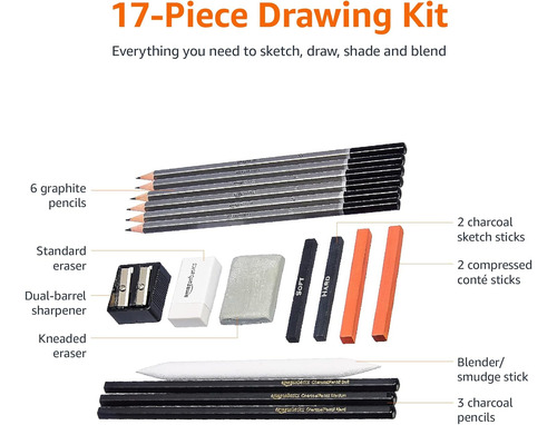 Kit De Lápices Artísticos Amazon Basics Para Bocetos Y Dibuj