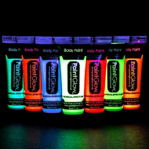 Pintura Neon, X 24, Fiestas, Disfraz, Glow In The Dark.