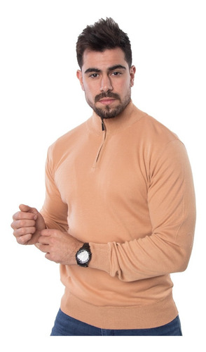 Imagen 2 de 7 de Sweater Hombre Tipo Polera Medio Cierre De Hilo Importado