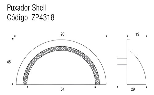 Puxador Shell 64mm Vecchio Bianco Zen