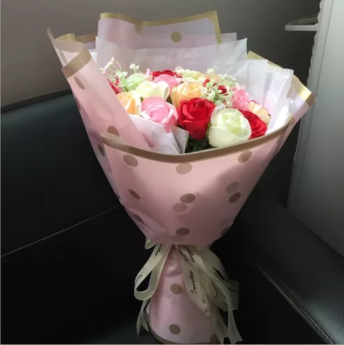 20 Hojas De Papel Coreano Para Ramos Bouquet Floral Dots