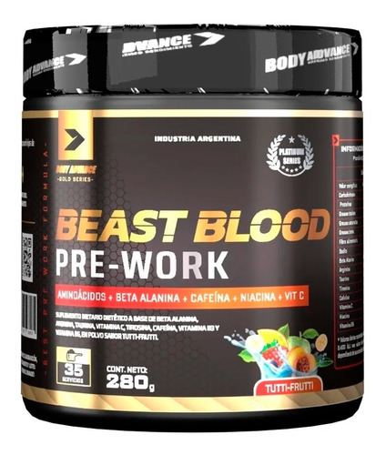 Pre Work Beast Blood Body Advance 280grs Máxima Energía