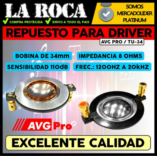 Imagen 3 de 10 de Repuesto Driver Bobina 34mm Aluminio Audio Sonido Pa34