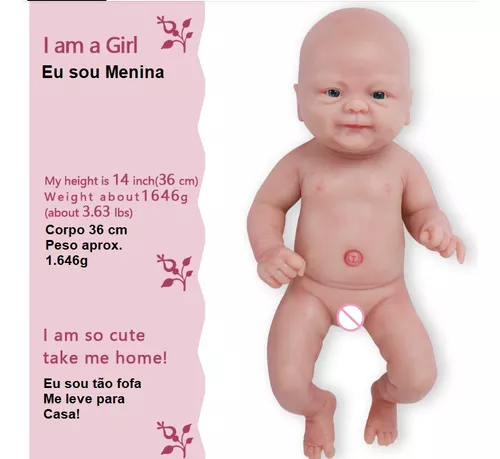 Bebê Reborn Silicone Sólido Completo Realista Macia