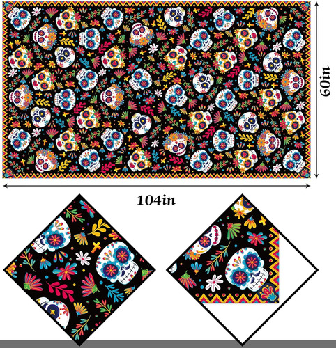 Dia De Los Muertos - Mantel Con Diseño De Calavera De Azúcar