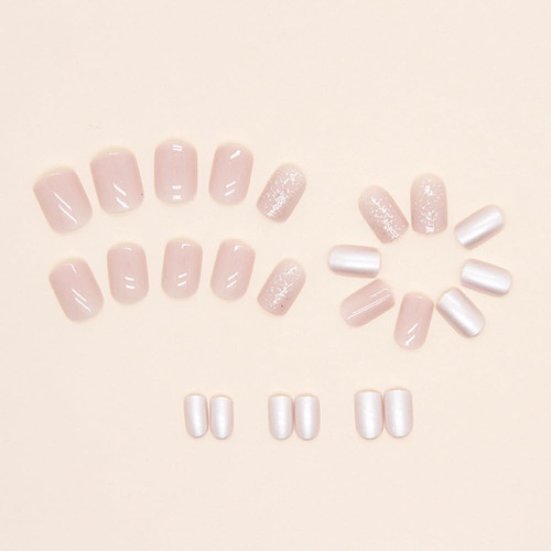 24 Piezas De Prensa Corta En Las Uñas Cuadradas Lindas Uñas