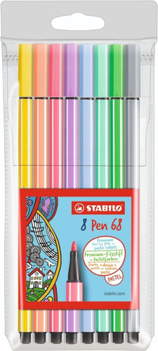 Marcador Stabilo Pen 68 Colores Pasteles X 8