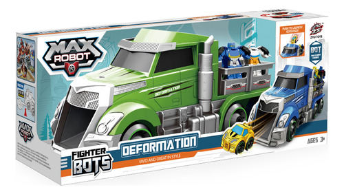 Camión Max Robot + Autos Transformable Figter Bots Color Verde