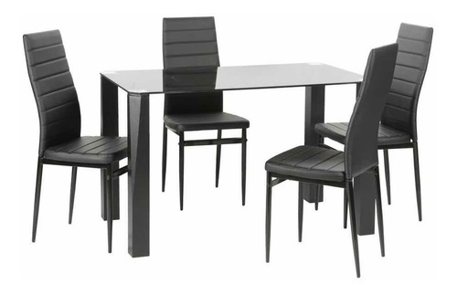 Juego De Comedor Pirlo 4 Personas Negro