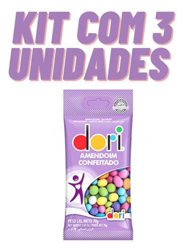 Kit 30 Amendoim Doce Dori Colorido Caixa X 70g = 2,100g