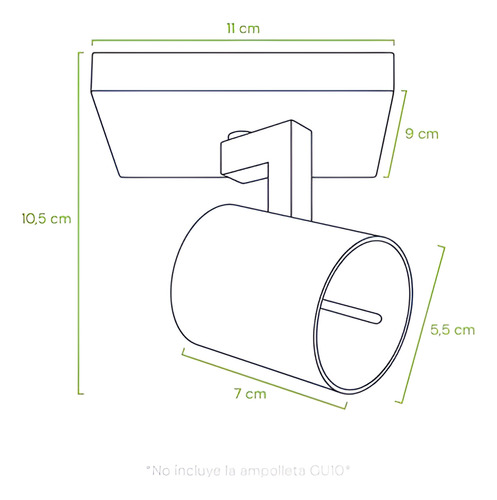 Aplique Dirigible Technolamp Simple Negro Muca