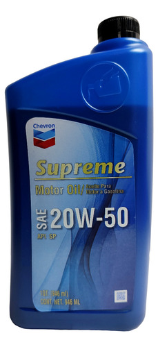 Aceite Motor 20w50 Mineral Supreme Sae Api Sp Chevron 946 Ml