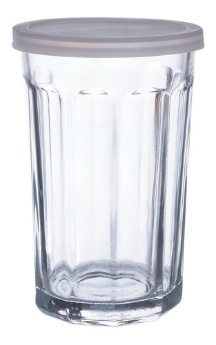 Vaso Toledo De Vidrio C/tapa Plástica Caja C/12 Vasos 680ml