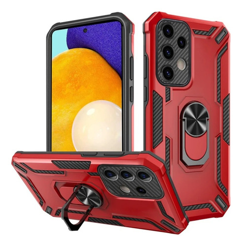 Funda Para Zte A71 Robot + Ring Metálico Rojo