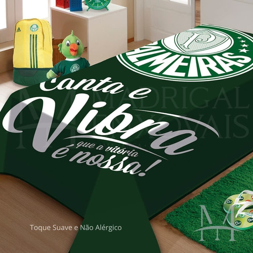 Cobertor Jolitex Solteiro Palmeiras Time Raschel Toque Macio