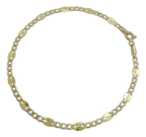 Pulsera Pulso Figaro Cubana Diamantado Oro 10k 18.5cm 2mm