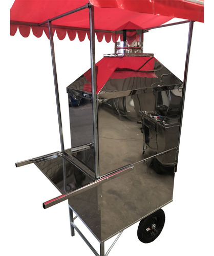 Carrinho Churrasco Inox 80cm Com Caixa Térmica Coifa