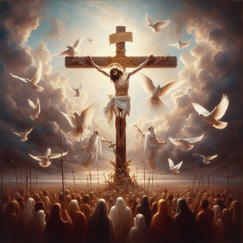 Obra De Arte Digital Crucifixión De Jesús V3 50x50cm Única