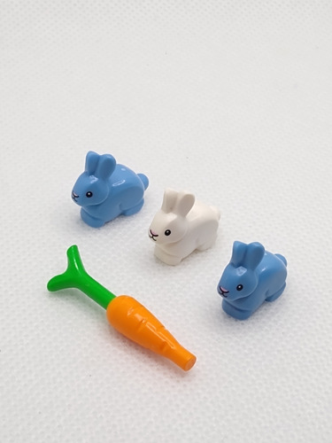 Lego Animales De Granja 2 Conejos Azules Bam C / Zanahoria 