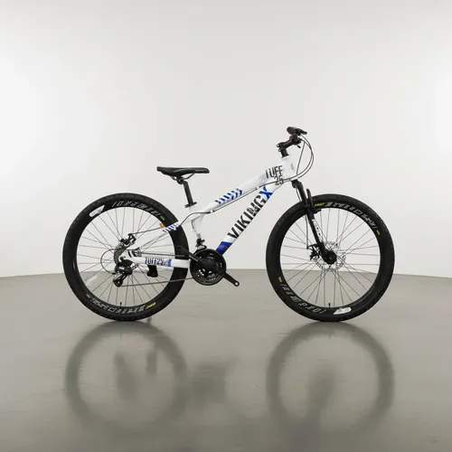 Bicicleta Aro 26 Vikingx Tuff 25 Freeride Grau Branca Azul Branco