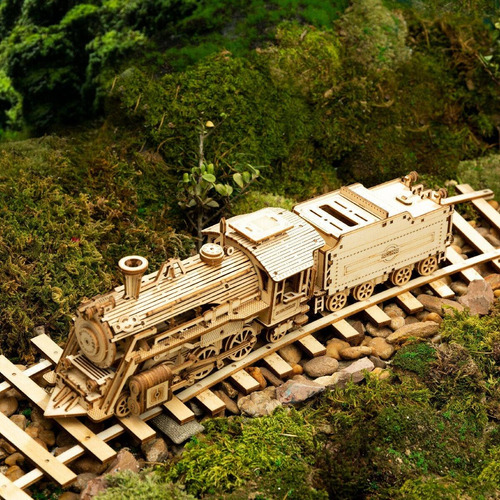 Imagen 5 de 5 de Tren De Vapor Robotime Madera Armar Bloques Niños Engranes