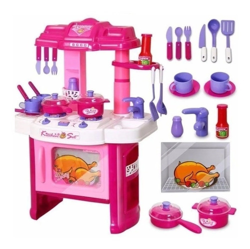 Set Cocina Para Niñas Horno Luz Y Sonido Cocinita Juguete